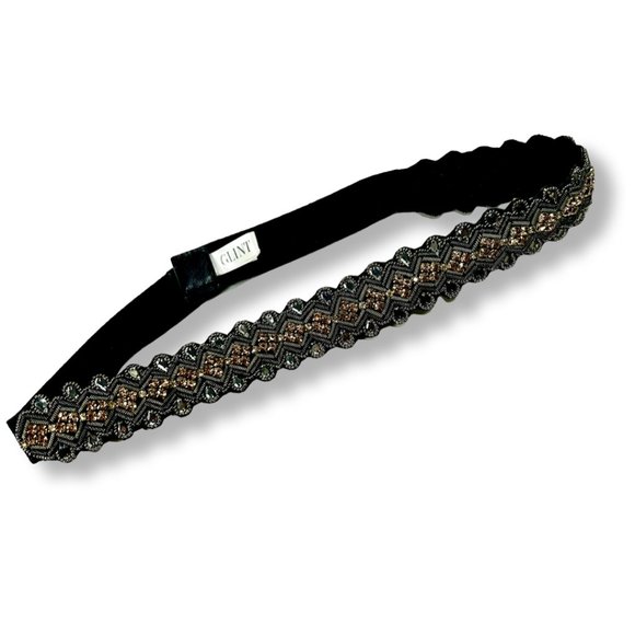 Vintage Glint Black and Gold Beaded Belt - Picture 2 of 2